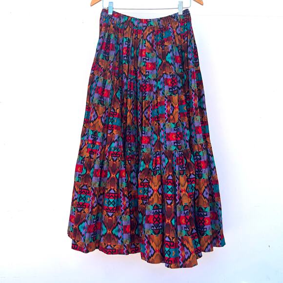Vintage Liza Lynn Long Midi Aztec Southwestern Skirt Western Boho Medium - Picture 5 of 8